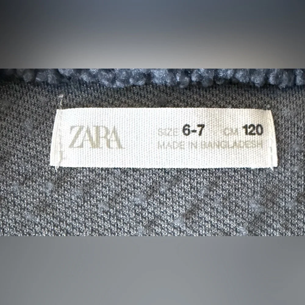 Zara Kids Gray Teddy Fleece Jacket Size 6-7
